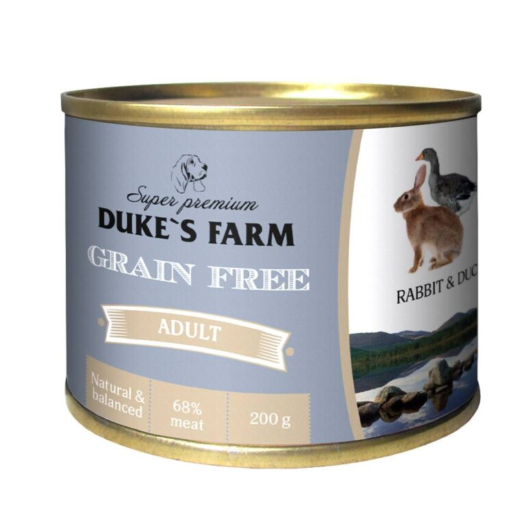 Корм для собак DUKE’S FARM Grain Fee беззерновой утка, кролик, клюква, шпинат банка 200г