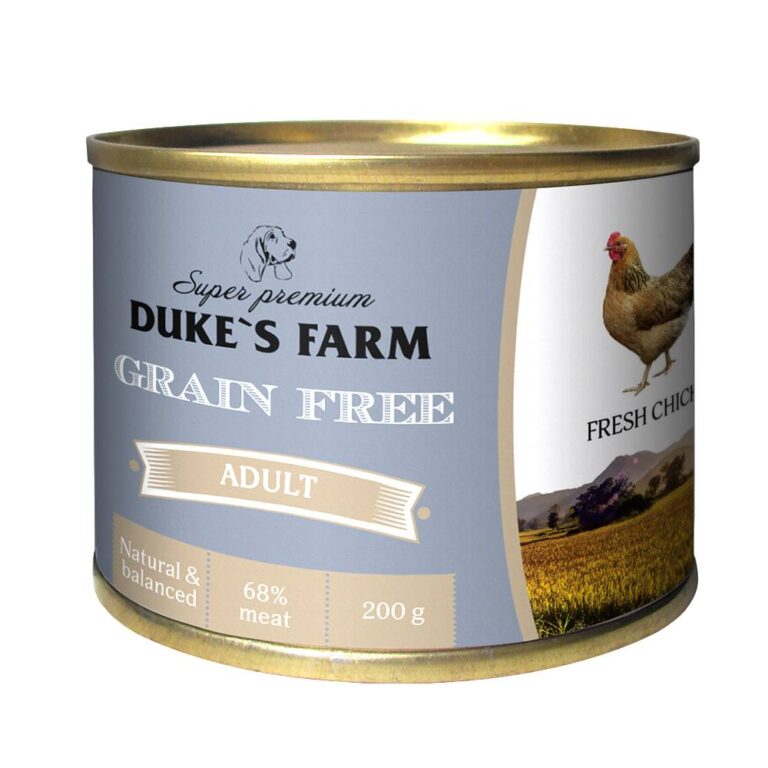 DUKE'S FARM Корм для собак DUKE’S FARM Grain Free беззерновой курица, клюква, шпинат банка 200г