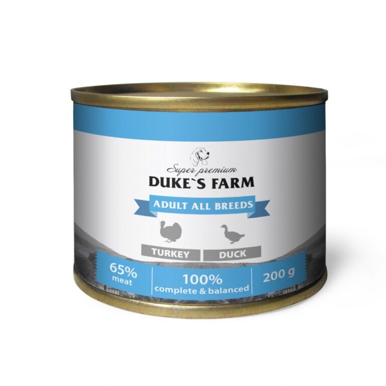 DUKE'S FARM Корм для собак DUKE’S FARM Паштет из индейки с уткой банка 200г