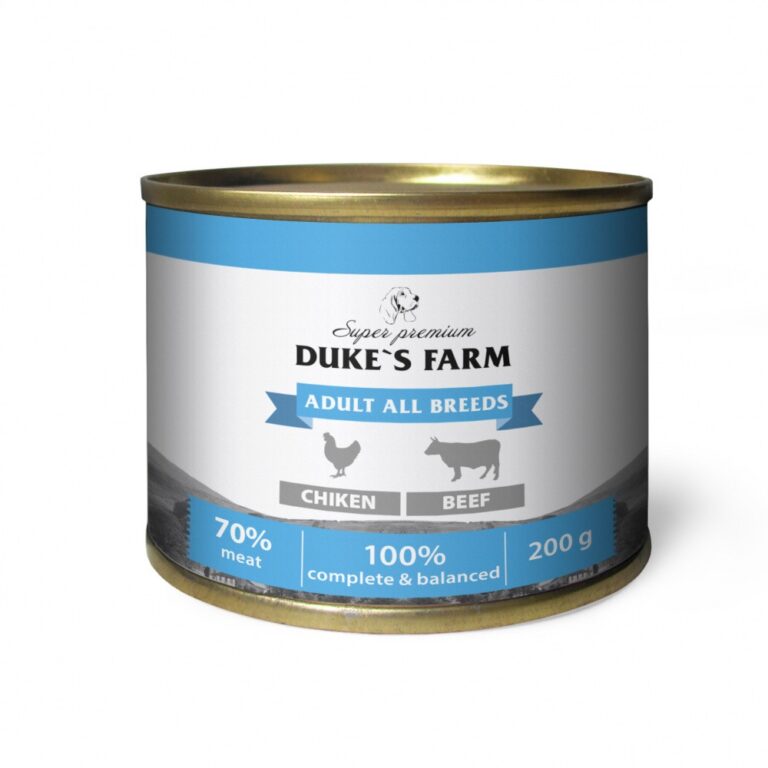 DUKE'S FARM Корм для собак DUKE’S FARM Паштет из курицы с говяжьими потрошками банка 200г