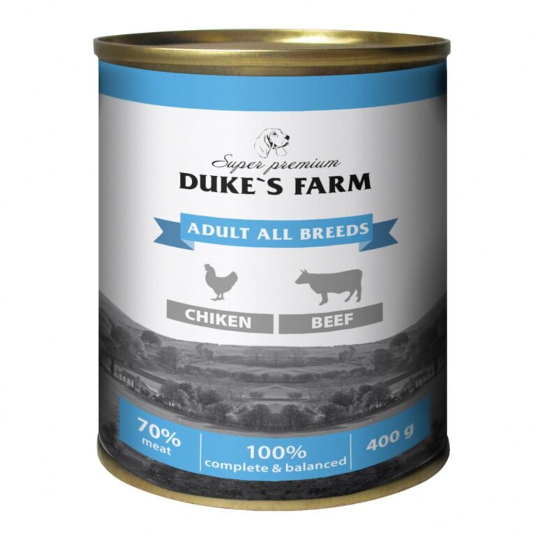 DUKE'S FARM Корм для собак DUKE’S FARM Паштет из курицы с говяжьими потрошками банка 400г