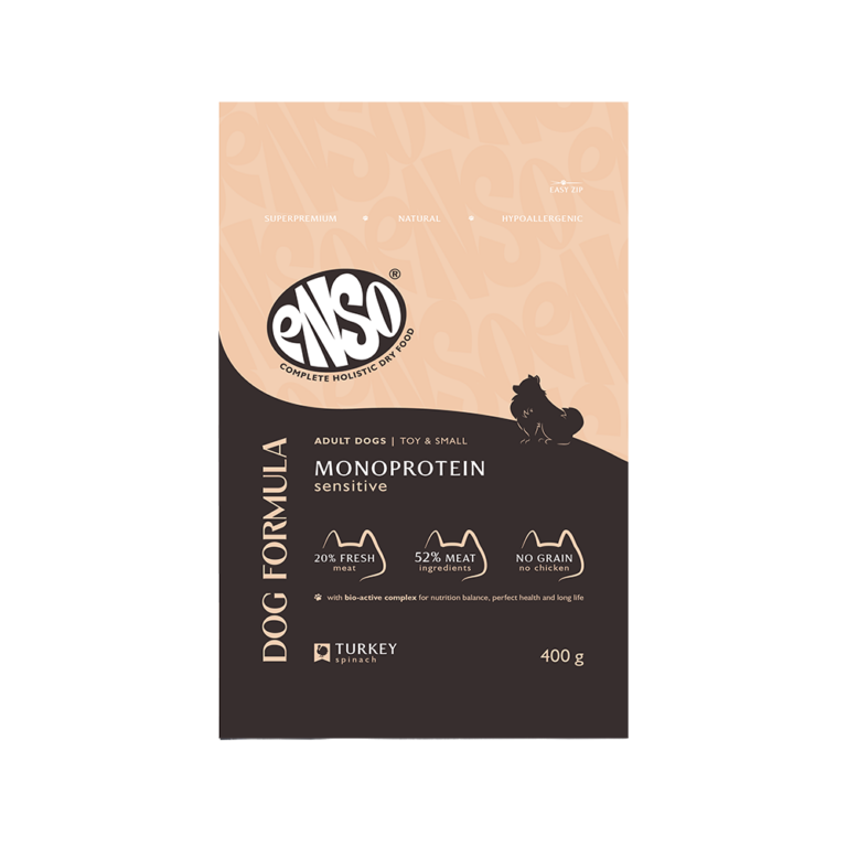 Корм для собак ENSO formula Monoprotein для мелк. и мин.пород, с индейкой и шпинатом сух. 400г — цена и наличие Корм для собак ENSO formula Monoprotein для мелк. и мин.пород, с индейкой и шпинатом сух. 400г