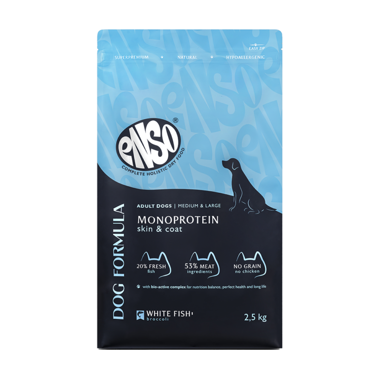 Корм для собак ENSO formula Monoprotein для ср. и кр.пород, с белой рыбой и брокколи сух. 2,5кг
