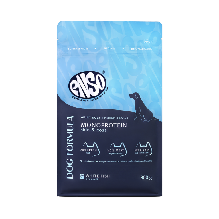 Корм для собак ENSO formula Monoprotein для ср. и кр.пород, с белой рыбой и брокколи сух. 800г — цена и наличие Корм для собак ENSO formula Monoprotein для ср. и кр.пород, с белой рыбой и брокколи сух. 800г
