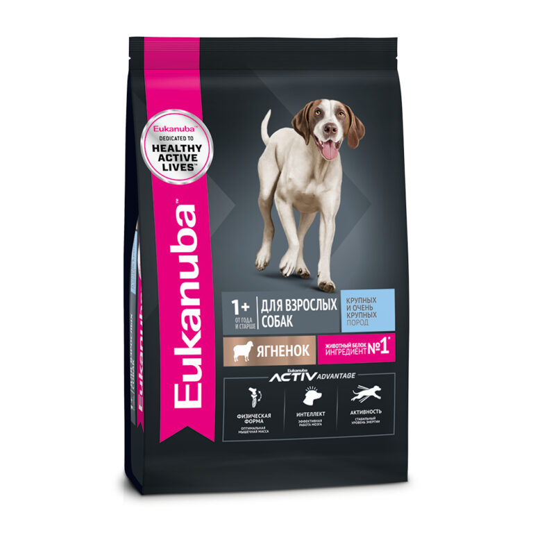 Корм для собак Eukanuba для крупных и очень крупных пород, ягненок сух. 3кг