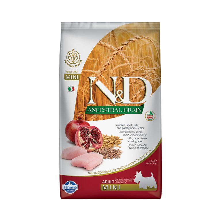 Корм для собак Farmina N&D Ancestral Grain Line для мелких пород курица с гранатом сух. 2,5кг — цена и наличие Корм для собак Farmina N&D Ancestral Grain Line для мелких пород курица с гранатом сух. 2,5кг
