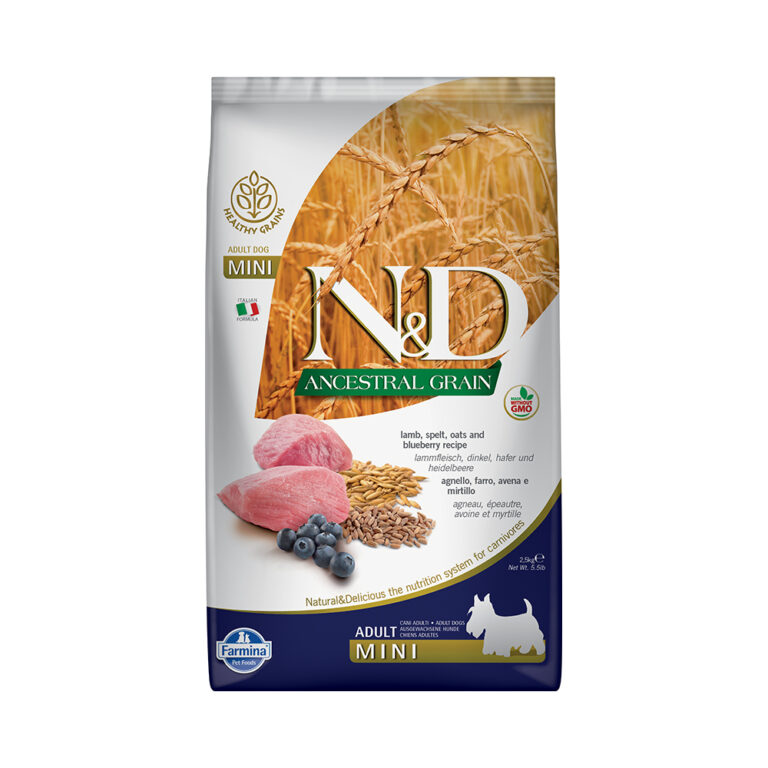 Корм для собак Farmina N&D Ancestral Grain Line для мелких пород ягненок с черникой сух. 2,5кг