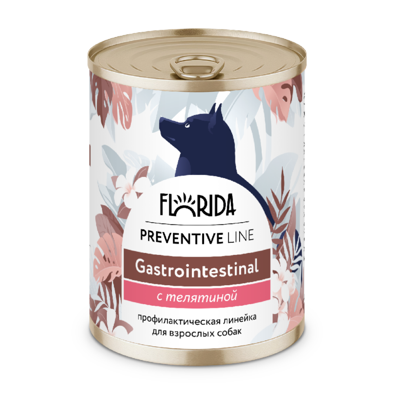 Корм для собак FLORIDA Gastrointestinal при расстройствах пищеварения, телятина банка 340г