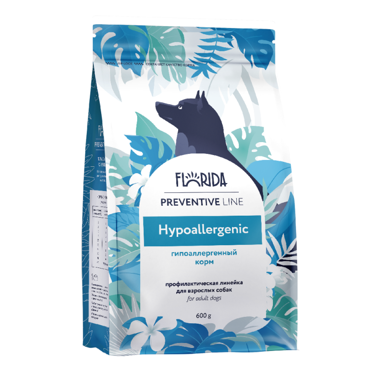 Корм для собак FLORIDA Hypoallergenic при пищевой аллергии сух. 600г — цена и наличие Корм для собак FLORIDA Hypoallergenic при пищевой аллергии сух. 600г