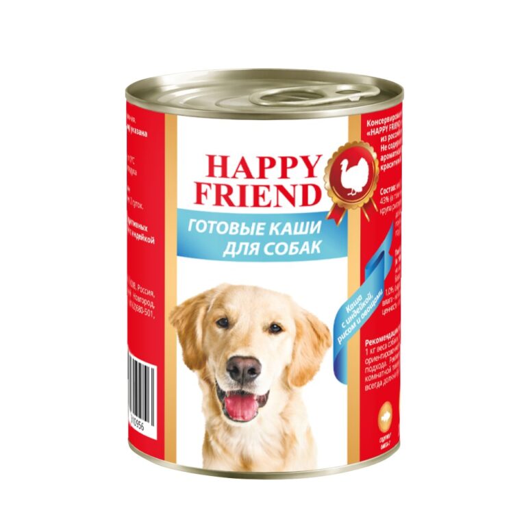 Корм для собак HAPPY FRIEND Каша Мясное ассорти с индейкой, рисом и овощами банка 338г — цена и наличие Корм для собак HAPPY FRIEND Каша Мясное ассорти с индейкой, рисом и овощами банка 338г