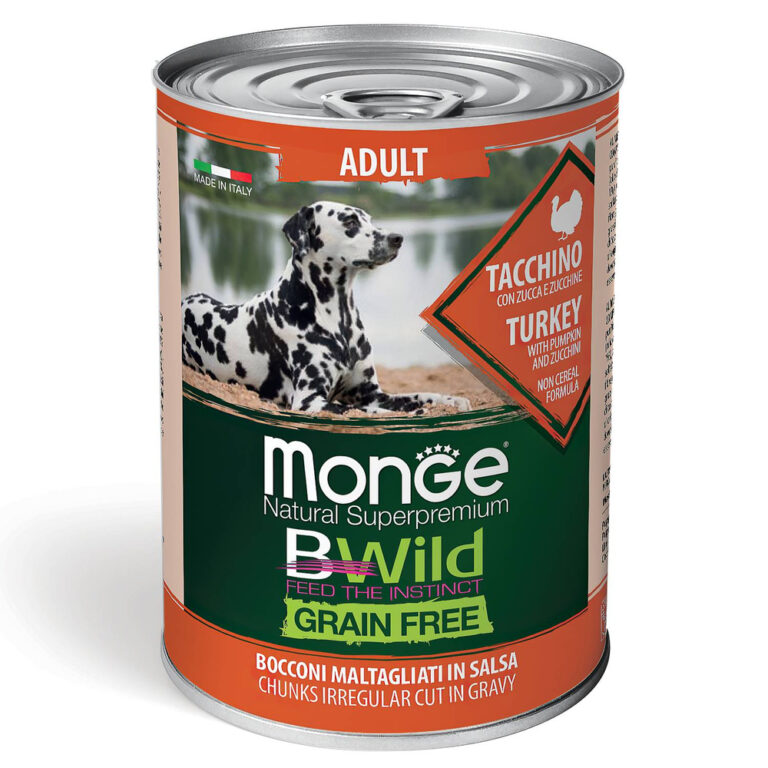 Корм для собак Monge Dog BWild Grain Free индейка с тыквой и кабачками банка 400г