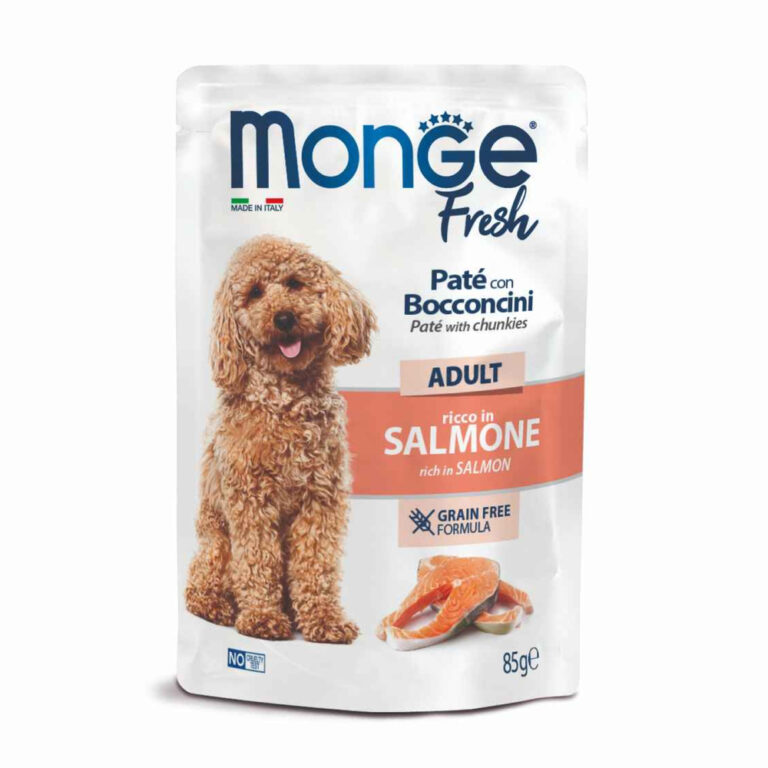 Корм для собак Monge Dog Fresh паштет с кусочками лосося пауч 85г — цена и наличие Корм для собак Monge Dog Fresh паштет с кусочками лосося пауч 85г