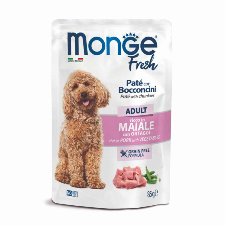 Корм для собак Monge Dog Fresh паштет с кусочками свинины и овощами пауч 85г Корм для собак Monge Dog Fresh паштет с кусочками свинины и овощами пауч 85г