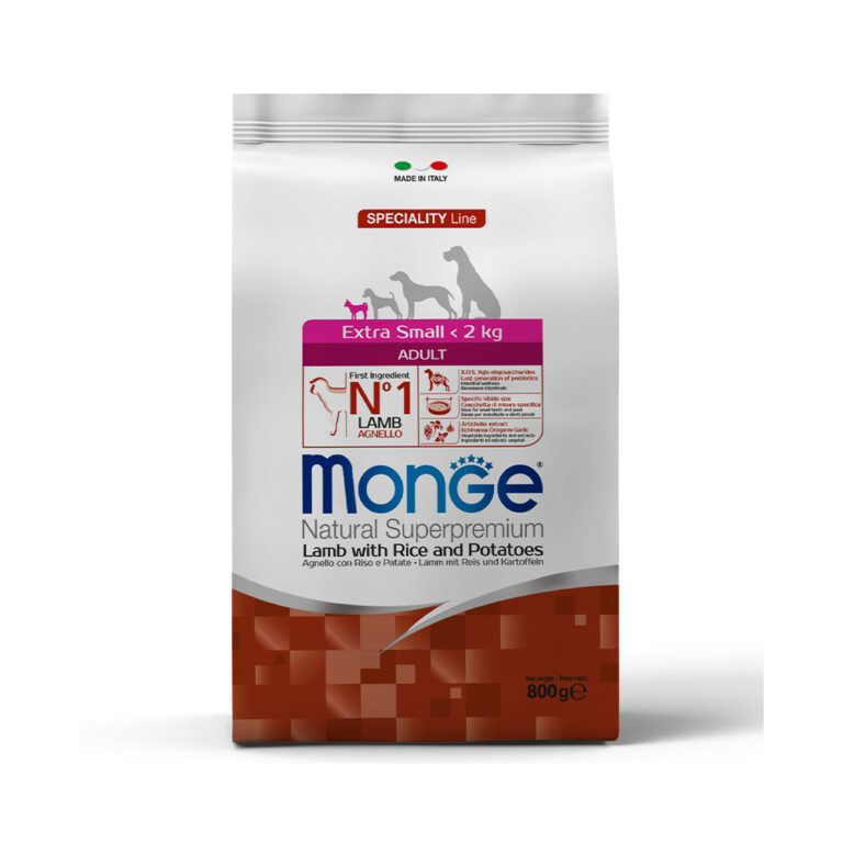 Корм для собак Monge Dog Speciality Extra Small для миниатюр. пород ягненок, рис, картофель сух. 800г