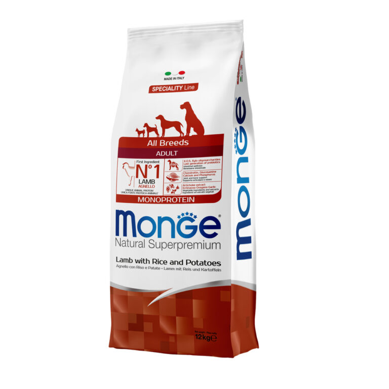 Корм для собак Monge Dog Speciality ягненок с рисом и картофелем сух. 12кг — цена и наличие Корм для собак Monge Dog Speciality ягненок с рисом и картофелем сух. 12кг