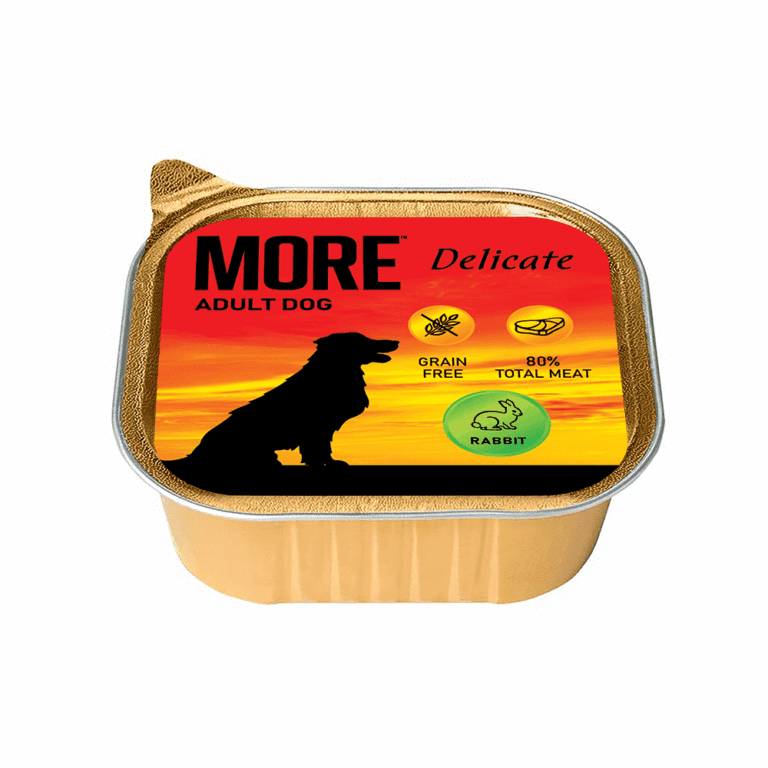 Корм для собак MORE Delicate паштет с кроликом ламист. 100г — цена и наличие Корм для собак MORE Delicate паштет с кроликом ламист. 100г