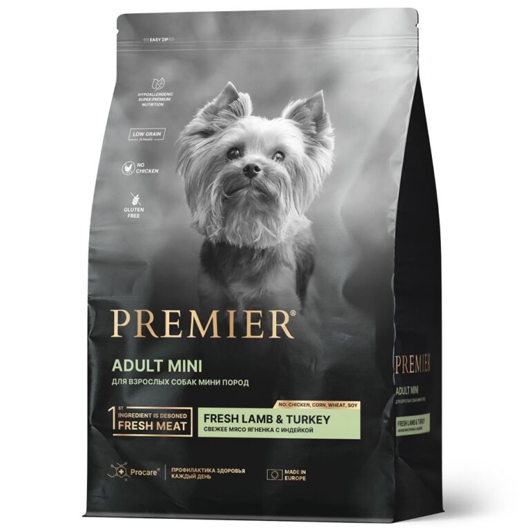 Корм для собак PREMIER Dog для мелких пород, свежее мясо ягненка с индейкой сух.3кг