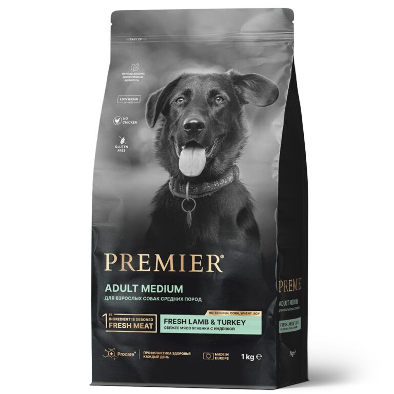 Корм для собак PREMIER Dog для средних пород, свежее мясо ягненка с индейкой сух.1кг — цена и наличие Корм для собак PREMIER Dog для средних пород, свежее мясо ягненка с индейкой сух.1кг
