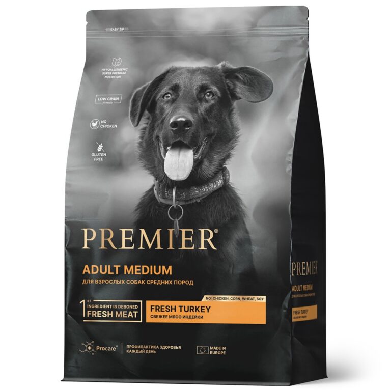 Корм для собак PREMIER Dog для средний пород, свежее мясо индейки сух.1кг — цена и наличие Корм для собак PREMIER Dog для средний пород, свежее мясо индейки сух.1кг