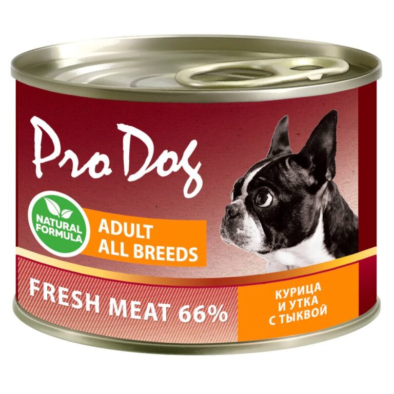 Корм для собак PRO DOG курица, утка, тыква банка 200г — цена и наличие Корм для собак PRO DOG курица, утка, тыква банка 200г