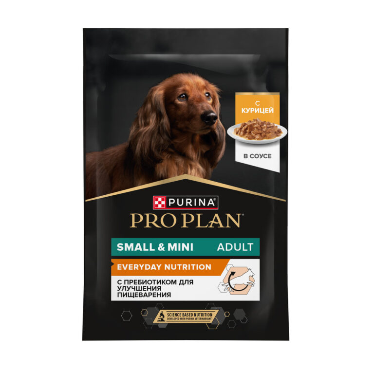 Корм для собак Pro Plan для мелких и карликовых пород, с курицей в соусе пауч 85г