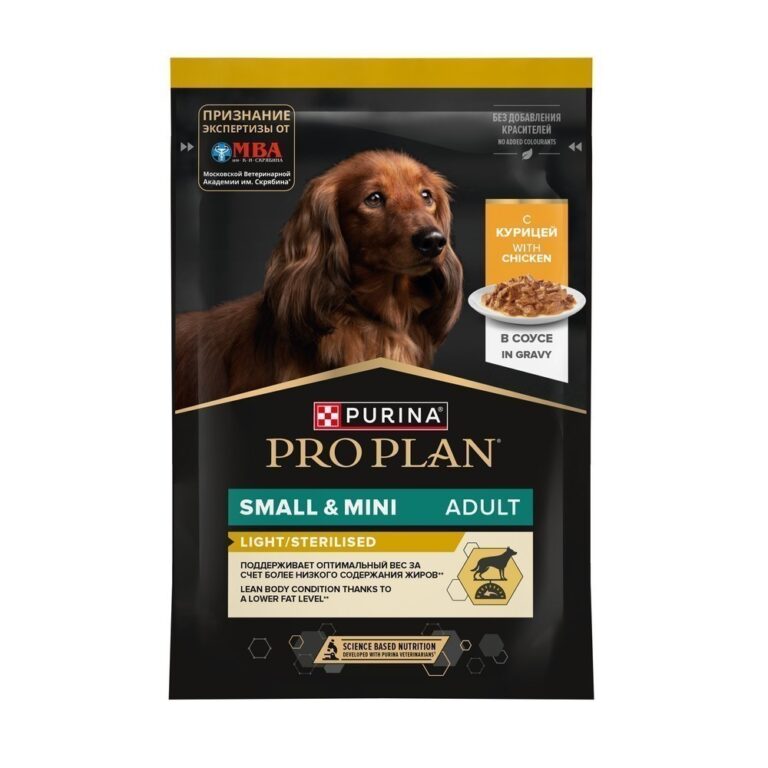 Корм для собак Pro Plan для склонных к полноте, с курицей в соусе пауч 85г Корм для собак Pro Plan для склонных к полноте, с курицей в соусе пауч 85г