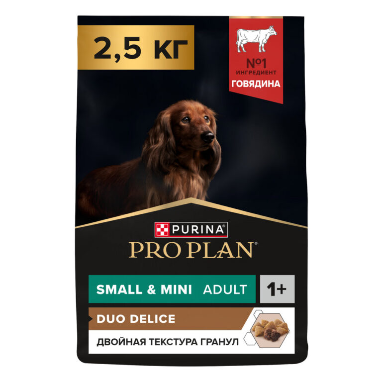 Корм для собак Pro Plan Duo delice для мелких и карликовых пород, с говядиной сух. 2,5кг