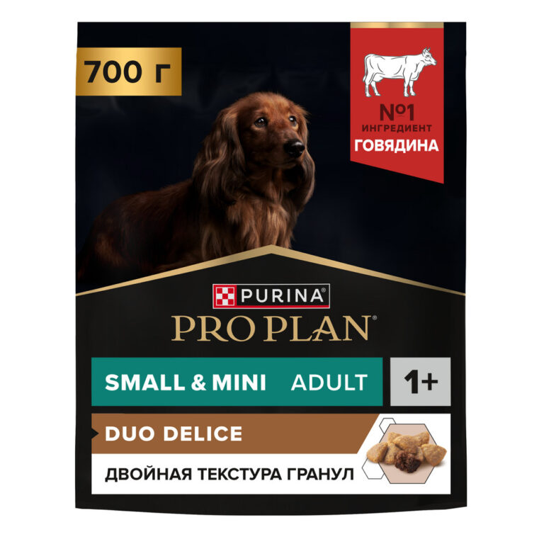 Корм для собак Pro Plan Duo delice для мелких и карликовых пород, с говядиной сух. 700г