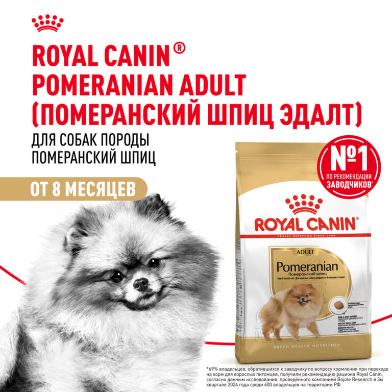 Корм для собак ROYAL CANIN Pomeranian для породы Померанский шпиц старше 8 месяцев сух. 1,5кг