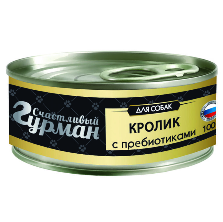 Корм для собак СЧАСТЛИВЫЙ ГУРМАН Кролик натуральный с пребиотиком в желе банка 100г