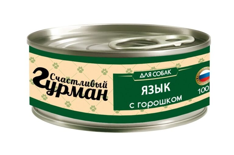 Корм для собак СЧАСТЛИВЫЙ ГУРМАН Мясное ассорти с языком и горошком банка 100г