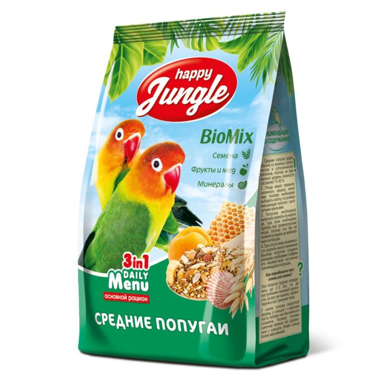 Корм для средних попугаев HAPPY JUNGLE 500г