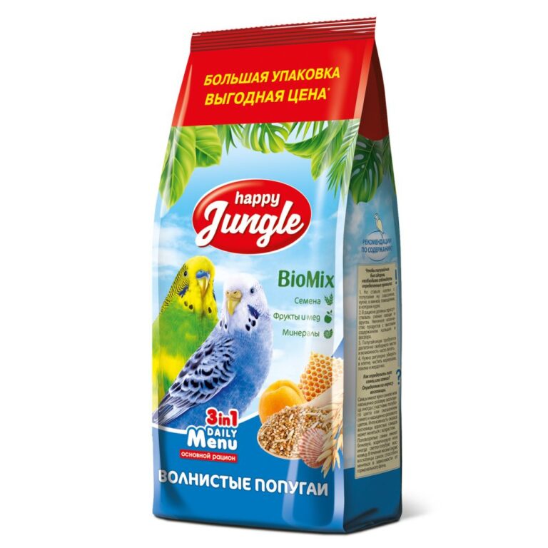 Корм для волнистых попугаев HAPPY JUNGLE 900г