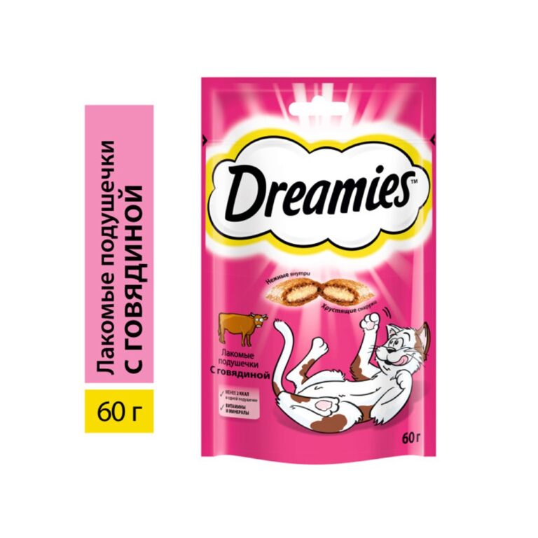 Лакомство для кошек Dreamies лакомые подушечки с говядиной 60г