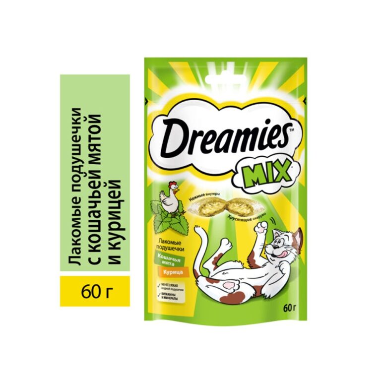 Лакомство для кошек Dreamies Микс с курицей и мятой 60г Лакомство для кошек Dreamies Микс с курицей и мятой 60г