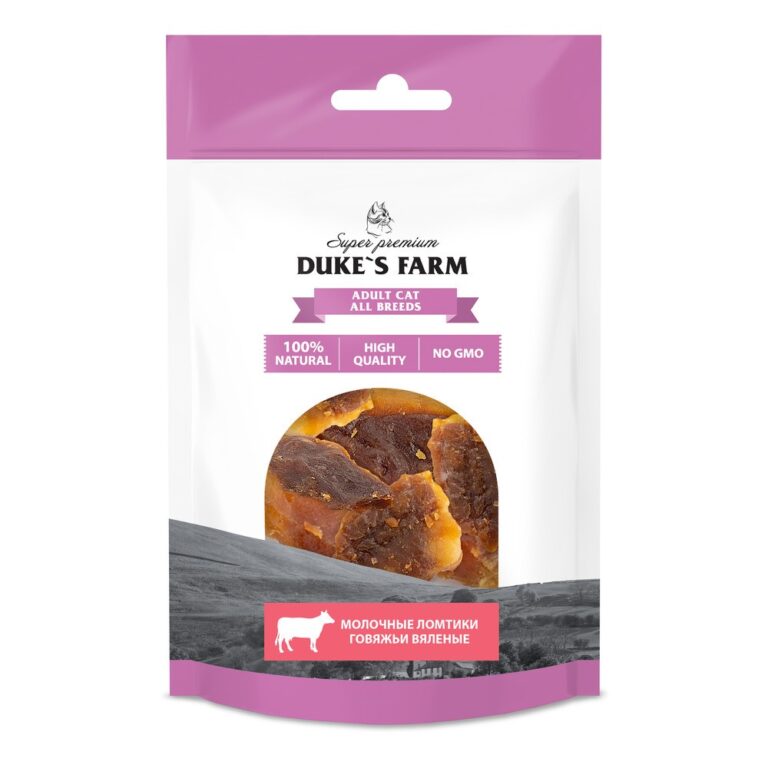 Лакомство для кошек DUKE'S FARM Говяжьи молочные ломтики вяленые 30г Лакомство для кошек DUKE’S FARM Говяжьи молочные ломтики вяленые 30г