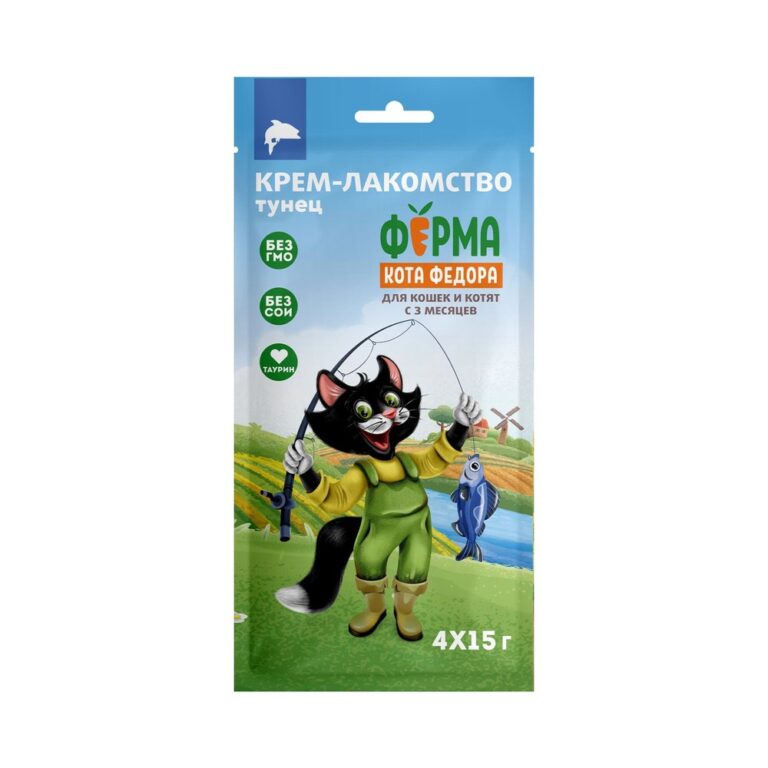 Лакомство для кошек и котят ФЕРМА КОТА ФЁДОРА крем-лакомство из тунца 4х15г — цена и наличие Лакомство для кошек и котят ФЕРМА КОТА ФЁДОРА крем-лакомство из тунца 4х15г