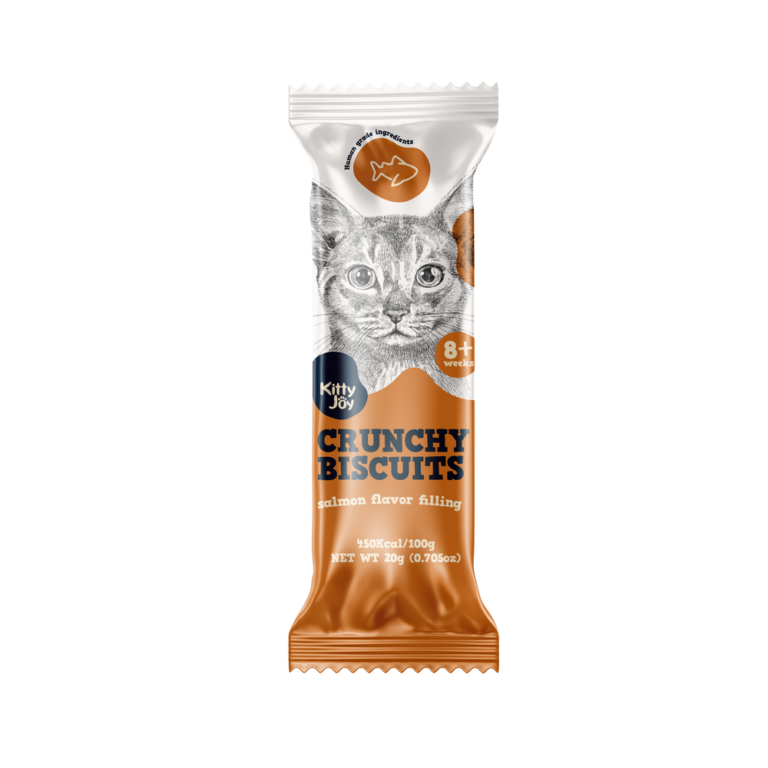 Лакомство для кошек KITTY JOY Хрустящие подушечки с начинкой со вкусом лосося 20г