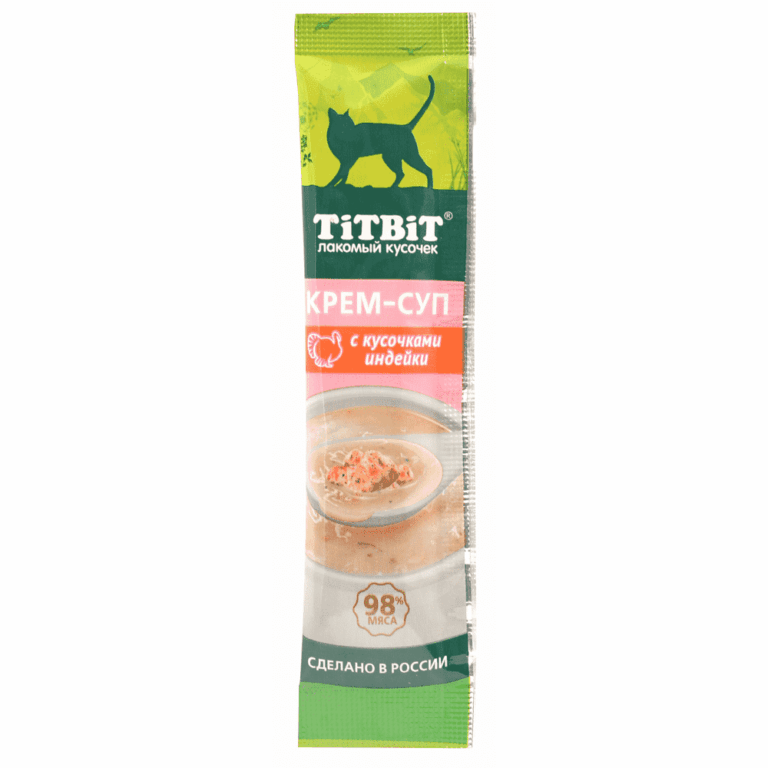 Лакомство для кошек TITBIT Крем-суп с кусочками индейки 10г — цена и наличие Лакомство для кошек TITBIT Крем-суп с кусочками индейки 10г