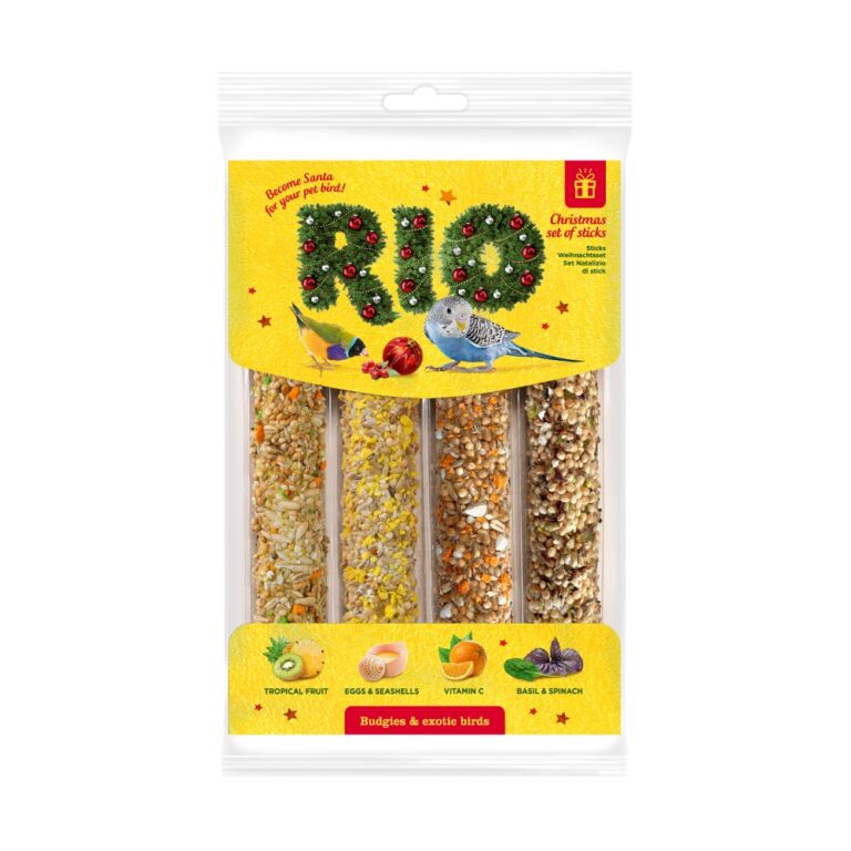 Лакомство для птиц RIO Набор палочек Новогодний для волнистых попугаев и экзотов 4х45г — цена и наличие Лакомство для птиц RIO Набор палочек Новогодний для волнистых попугаев и экзотов 4х45г