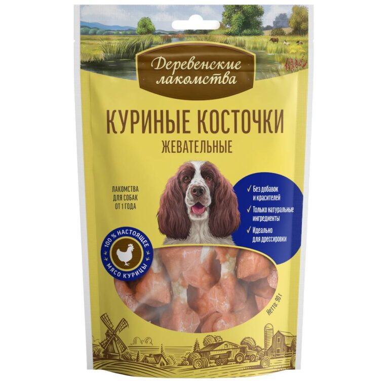 Лакомство для собак ДЕРЕВЕНСКИЕ ЛАКОМСТВА Куриные косточки, 90г