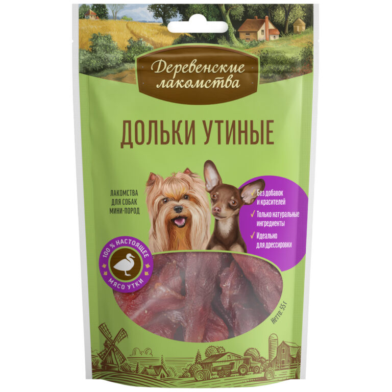 Лакомство для собак ДЕРЕВЕНСКИЕ ЛАКОМСТВА мини пор.дольки утин, 55г