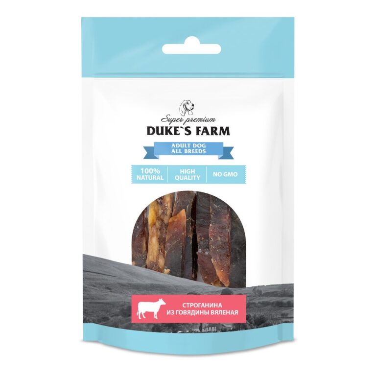 DUKE'S FARM Лакомство для собак DUKE’S FARM Строганина из говядины вяленая 40г — цена и наличие DUKE'S FARM Лакомство для собак DUKE’S FARM Строганина из говядины вяленая 40г