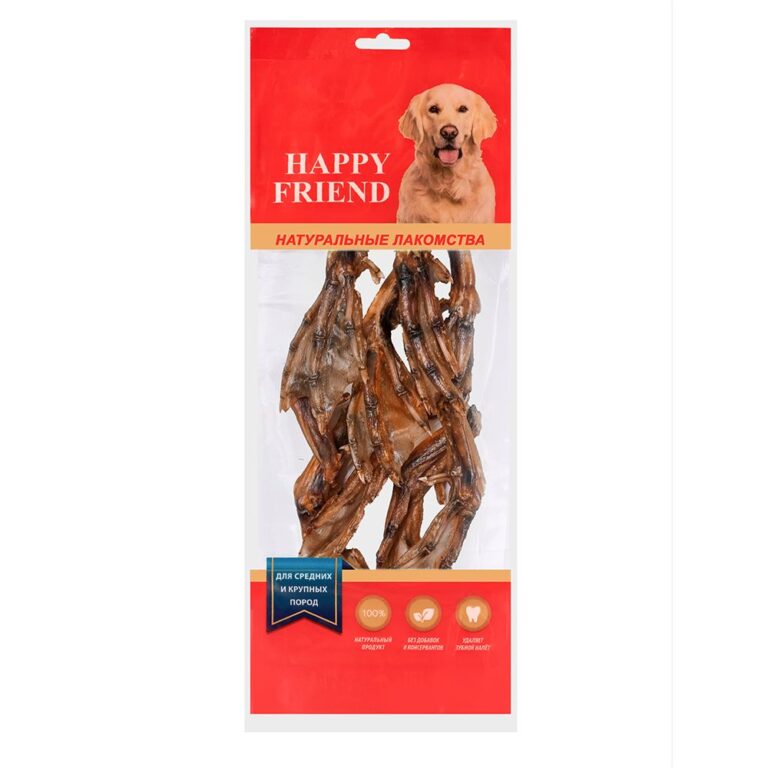 Лакомство для собак HAPPY FRIEND Лапки утиные для средних и крупных пород