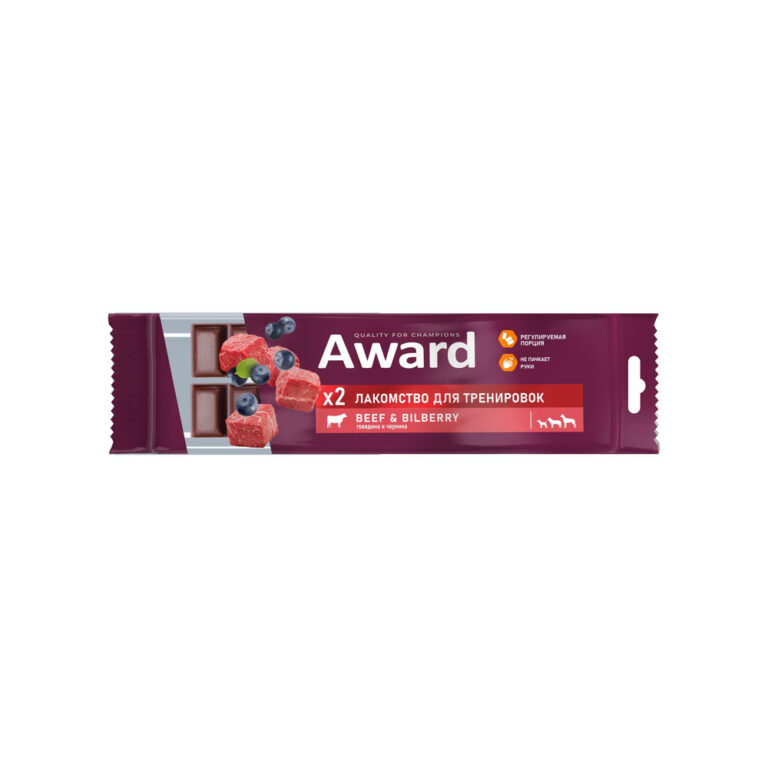 Лакомство для собак и щенков с 3 мес. AWARD для тренировок, с говядиной и черникой 50г — цена и наличие Лакомство для собак и щенков с 3 мес. AWARD для тренировок, с говядиной и черникой 50г