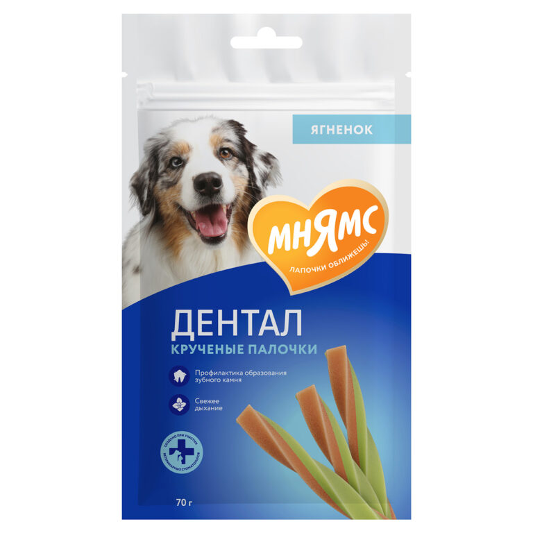 Лакомство для собак МНЯМС Dental Крученые палочки с ягненком и мятой 70г