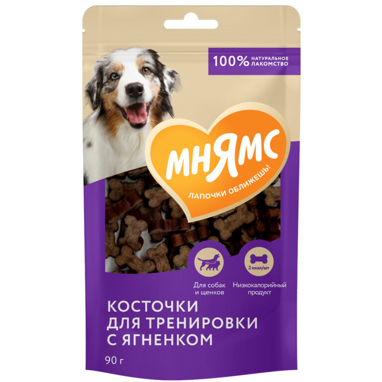 Лакомство для собак МНЯМС На каждый день Тренировочные "Косточки" с ягненком 90г Лакомство для собак МНЯМС На каждый день Тренировочные "Косточки" с ягненком 90г