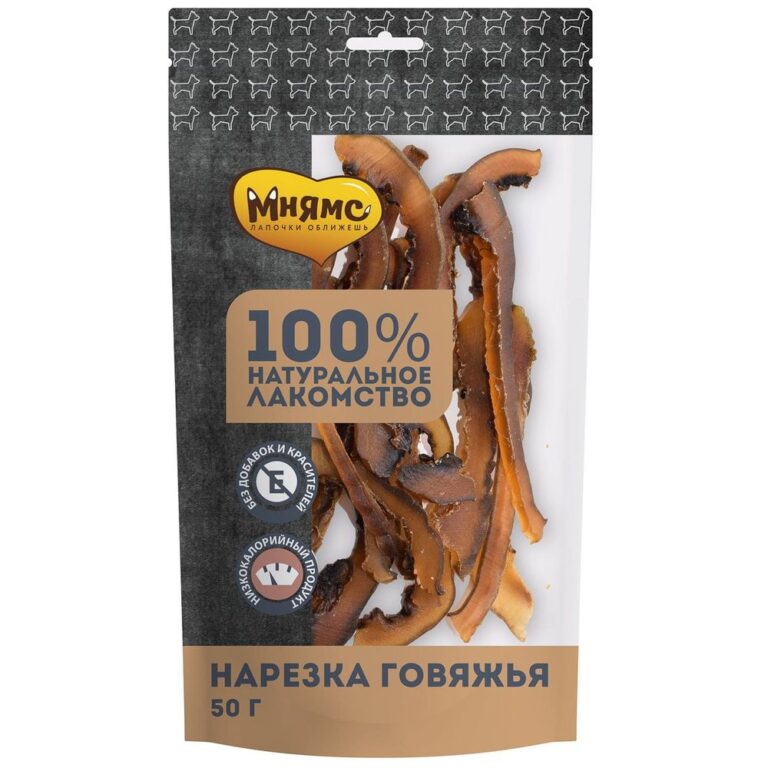 Лакомство для собак МНЯМС Нарезка говяжья 50г — цена и наличие Лакомство для собак МНЯМС Нарезка говяжья 50г