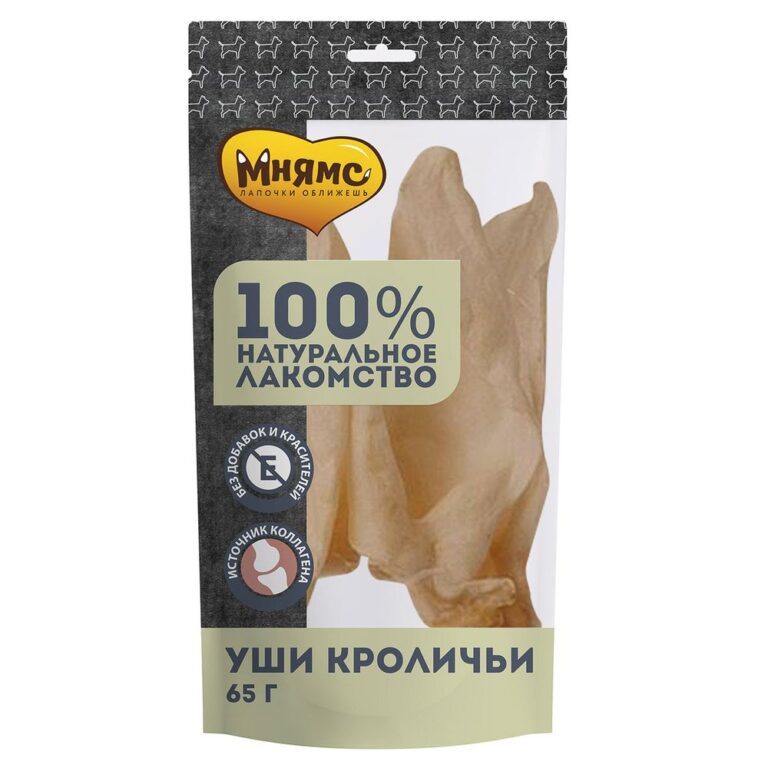 Лакомство для собак МНЯМС Уши кроличьи 65г Лакомство для собак МНЯМС Уши кроличьи 65г