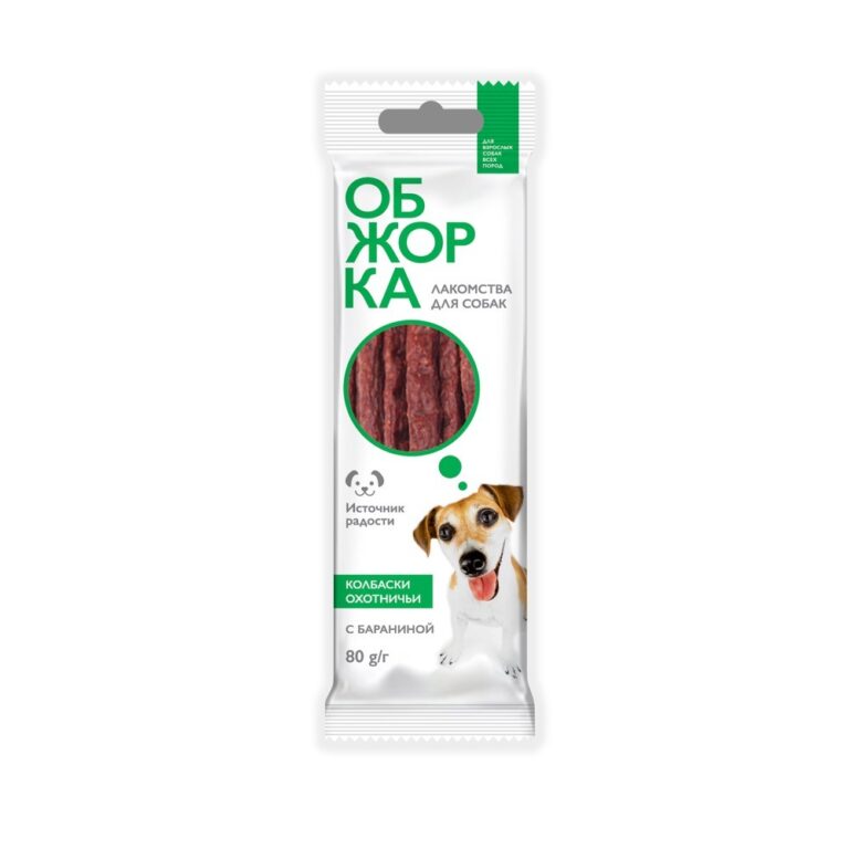 Лакомство для собак ОБЖОРКА Колбаски Охотничьи 80г — цена и наличие Лакомство для собак ОБЖОРКА Колбаски Охотничьи 80г